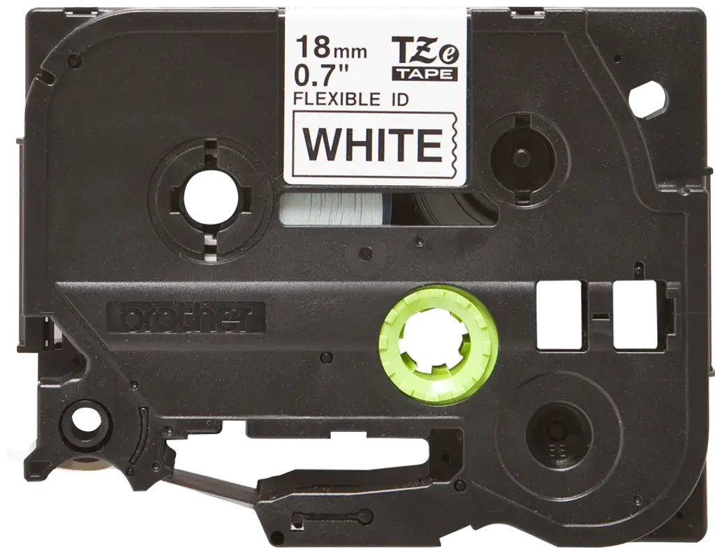 TZeFX241. Cinta BROTHER Flex 18mm Negro en Fondo Blanco 8mt p/PT-E300/E550/D600