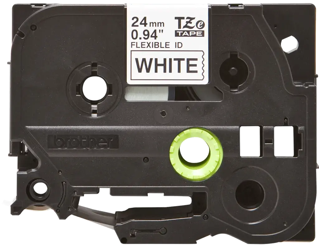 TZeFX251. Cinta BROTHER Flex 24mm Negro en Fondo Blanco 8mt p/PT-E550WVP/D600VP