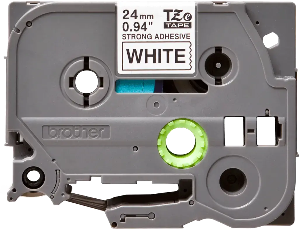 TZeS251. Cinta BROTHER E-P 24mm Negro en Fondo Blanco 8mt p/PT-E550WVP/D600VP
