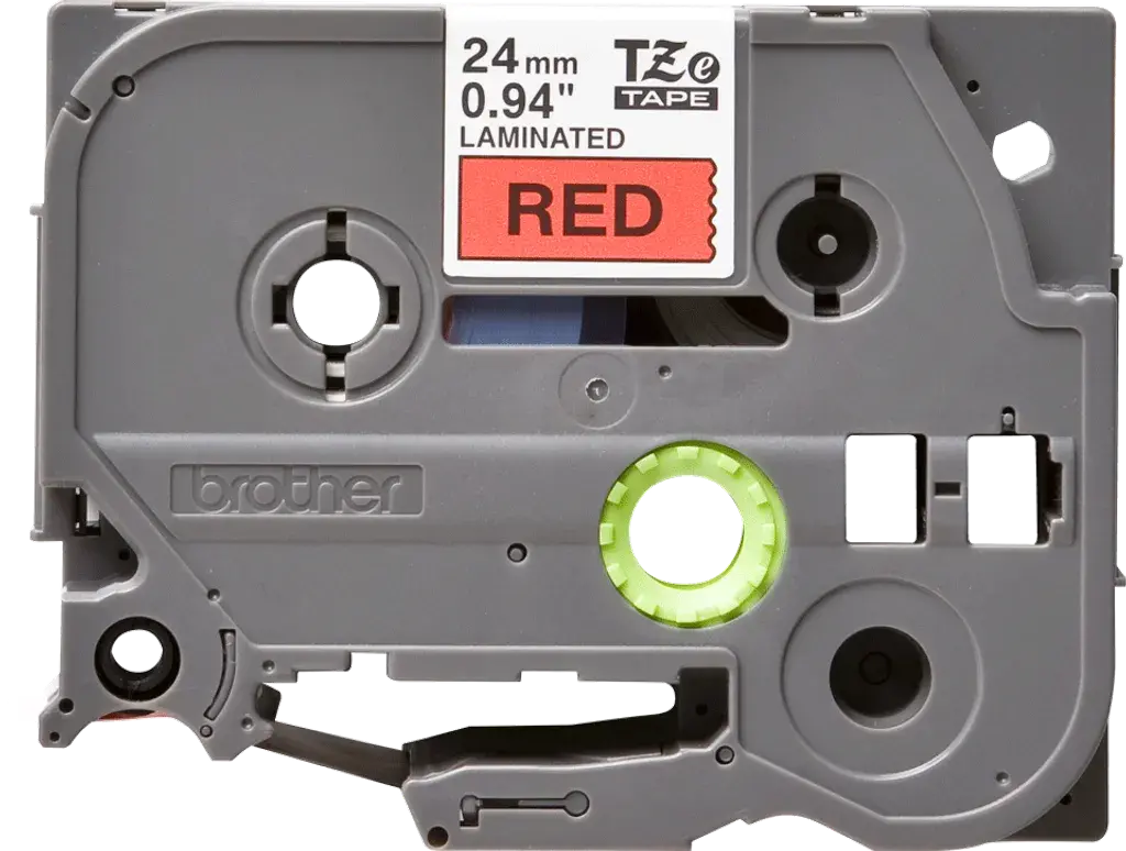 TZe451. Cinta BROTHER 24mm Negro en Fondo Rojo 8mt p/PT-E550WVP/D600VP/P900W
