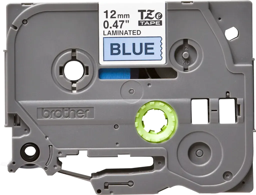 TZe531. Cinta BROTHER 12mm Negro en Fondo Azul 8mt p/PT-H110/E300/E550W/D600VP