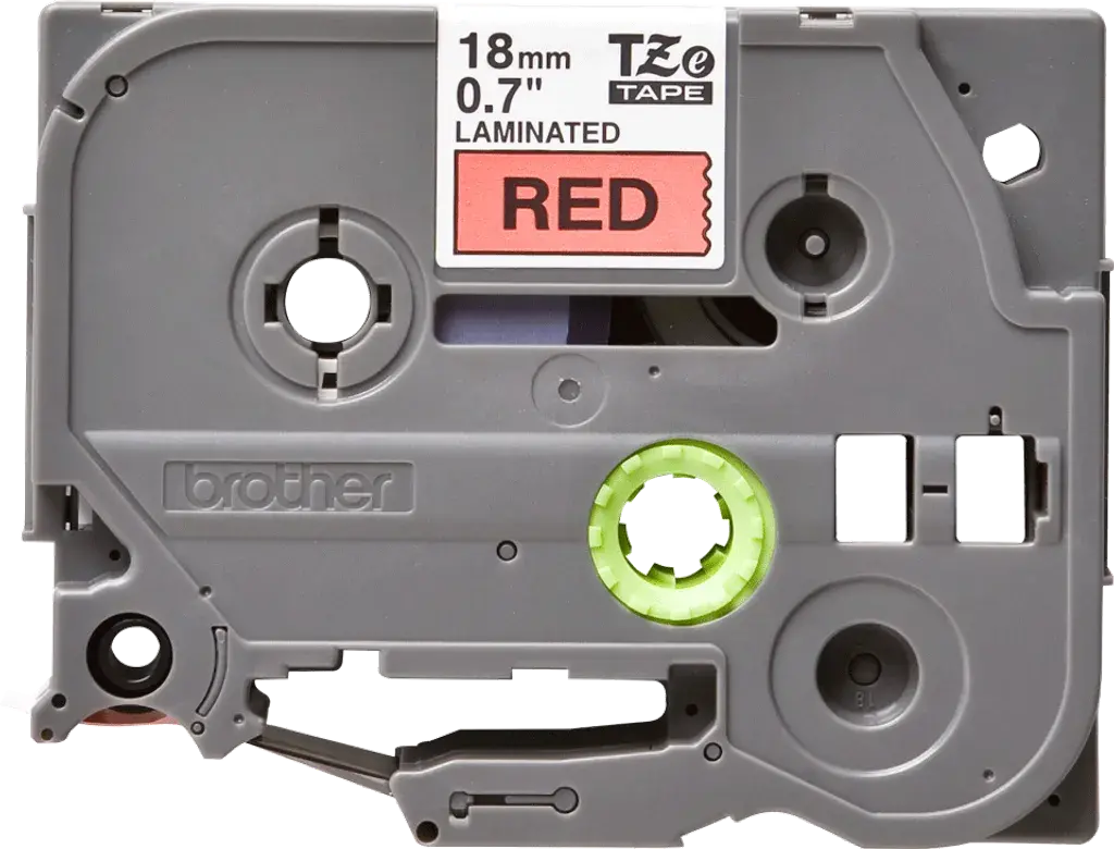 TZe441. Cinta BROTHER 18mm Negro en Fondo Rojo 8mt p/PT-E300/E550/D600