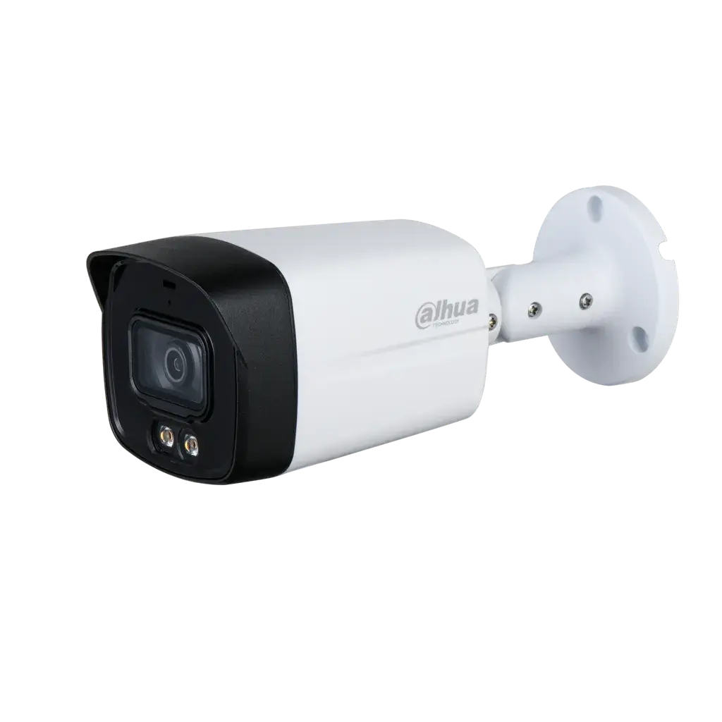 DH-HAC-HFW1500TLMN-IL-A-0280B-S3. Cámara HDCVI Dahua tipo bullet de 5MP con lente fijo de 2.8mm doble iluminación de hasta 40m protección IP 67 micrófono incorporado.
