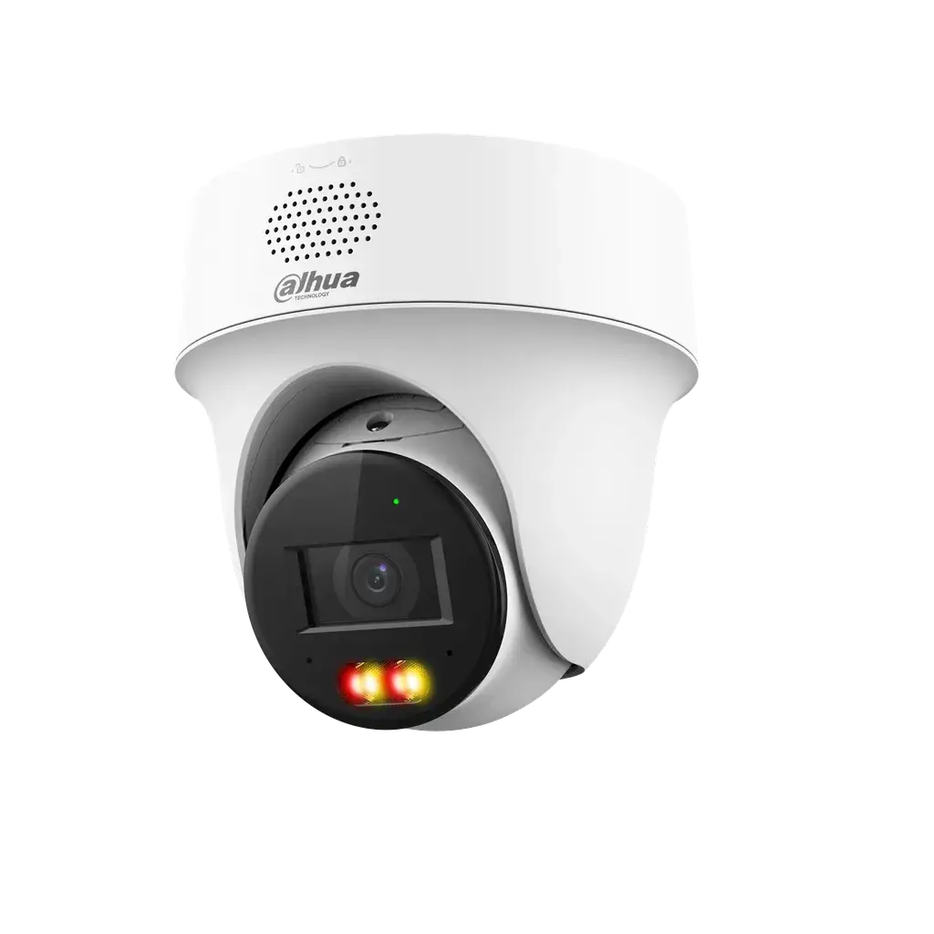 Cámara PT IP domo de 4 MP/ lente de 2.8 mm/ Detección de humanos y vehículos/ Protección Perimetral/ Disuasión activa/ Iluminador Dual inteligente/ Audio bidireccional/ PoE/ IP66