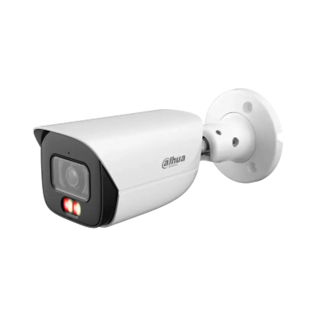 DH-IPC-HFW3449EP-AS-IL-0360B. Cámara IP Dahua tipo Bala, 4MP, lente fijo 3.6mm, Luz multicolor integrada alcanza 60M de iluminación con IR, Cuenta con IVS, SMD, AcuPick, protección IP67.